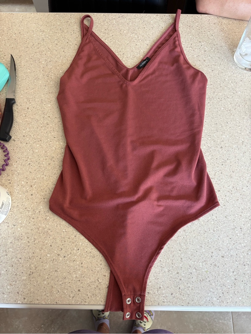 Dynamite Sleeveless Square-Neck Bodysuit in Rusty Rose
